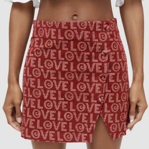 UO Gianna "Love" Print Red Corduroy
Mini Skirt Valentines Sz Small - EUC